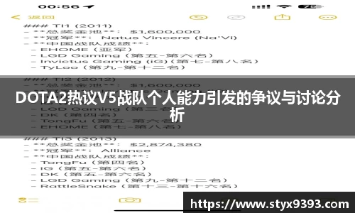DOTA2热议V5战队个人能力引发的争议与讨论分析